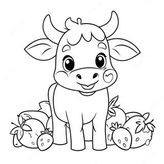 Lembu Strawberi Comel Halaman Mewarna