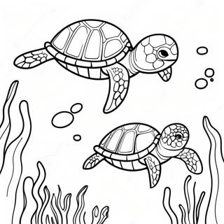 Halaman Mewarna Penyu Megah Meluncur Di Bawah Laut 80543 22466