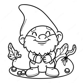 Halaman Mewarna Gnome Musim Luruh Ceria Dengan Buah Acorn 80696-22586