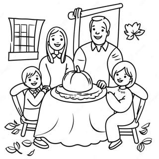 Halaman Mewarna Perjumpaan Keluarga Yang Ceria Untuk Kesyukuran 80822 22679