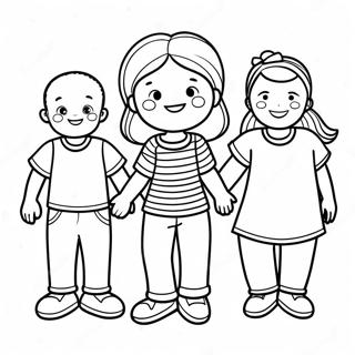 Halaman Mewarna Kanak Kanak Pelbagai Yang Berganding Tangan 81032-22851