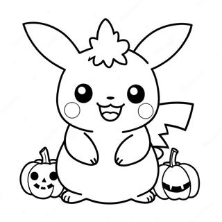 Gambar Mewarna Pikachu Halloween Comel Dengan Labu 81415-23138
