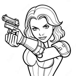 Halaman Mewarna Black Widow Dalam Aksi 81699-23359