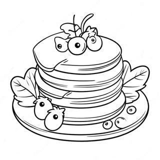 Halaman Mewarna Pancake Gebu Dengan Buah Beri 82136-23699