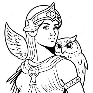 Halaman Mewarna Athena Dengan Burung Hantu 82575 24069