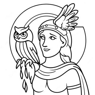 Halaman Mewarna Athena Dengan Burung Hantu 82575 24072