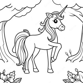 Unicorn Mistik Di Halaman Mewarna Hutan Magik 82651 24133