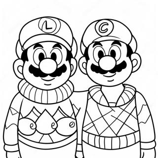 Gambar Mewarna Mario Dan Luigi Dalam Sweater Krismas 82754-24215