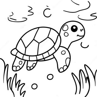 Halaman Mewarna Penyu Laut Comel Berenang 82807 24259