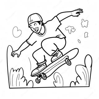 Halaman Mewarna Pemain Skateboard Melakukan Flip 82857-24289