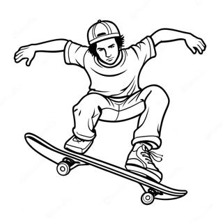 Halaman Mewarna Pemain Skateboard Melakukan Flip 82857-24291