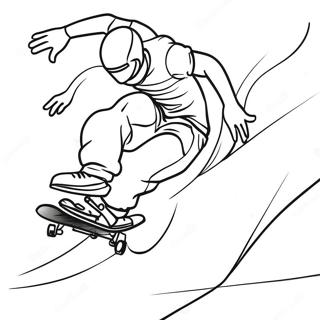 Halaman Mewarna Pemain Skateboard Melakukan Flip 82857-24292