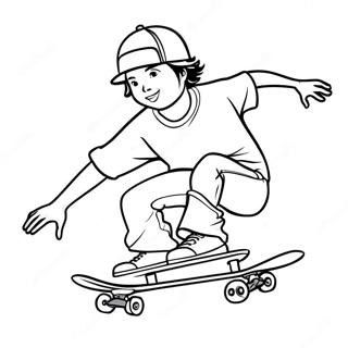 Halaman Mewarna Pemain Skateboard Muda Dalam Aksi 82858 24296
