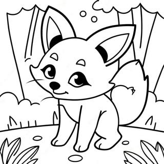 Halaman Mewarna Fox Kawaii Yang Ceria Di Hutan 83089-24470
