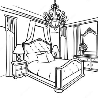 Halaman Mewarna Reka Bentuk Dalaman Bilik Tidur Anggun 83243-24594