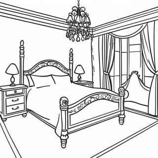 Halaman Mewarna Reka Bentuk Dalaman Bilik Tidur Anggun 83243-24595