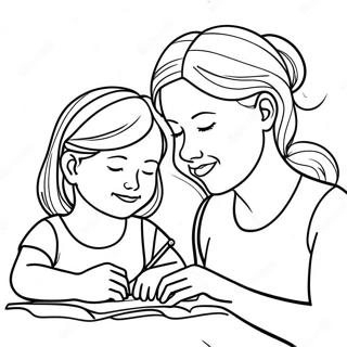 Ibu Dan Anak Perempuan Kreatif Halaman Mewarna 83320-24660