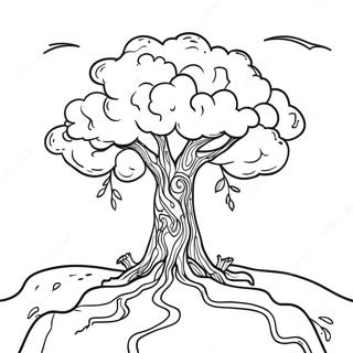 Halaman Mewarna Pokok Kesepian Di Langit Ribut 83370 24694