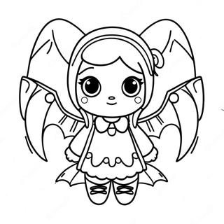 Halaman Mewarna Gadis Goth Pastel Dengan Sayap Kelawar 83498-24796