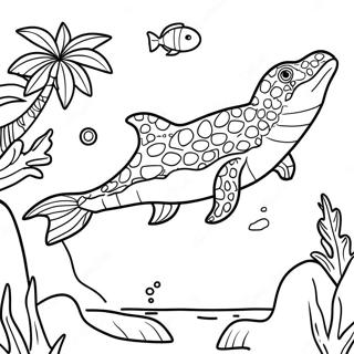 Halaman Mewarna Mosasaurus Berenang Di Laut 83804-25032