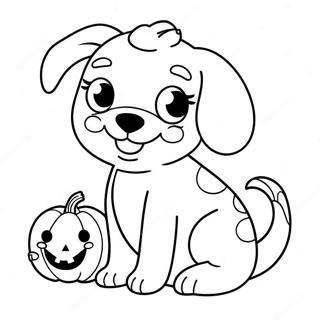 Halaman Mewarna Anak Anjing Halloween Comel Dengan Labu 84010-25193