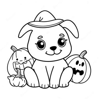 Halaman Mewarna Anak Anjing Halloween Comel Dengan Labu 84010-25194
