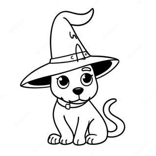 Halaman Mewarna Anjing Hitam Menyeramkan Dengan Topi Penyihir 84012 25201