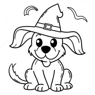 Halaman Mewarna Anjing Hitam Menyeramkan Dengan Topi Penyihir 84012 25202