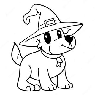 Halaman Mewarna Anjing Hitam Menyeramkan Dengan Topi Penyihir 84012 25203