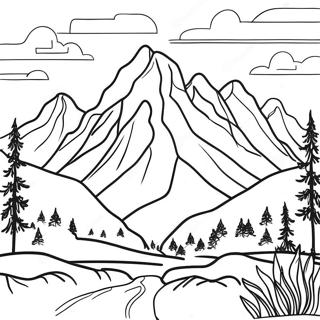 Halaman Mewarna Pemandangan Gunung Yang Tenang 85931 26777