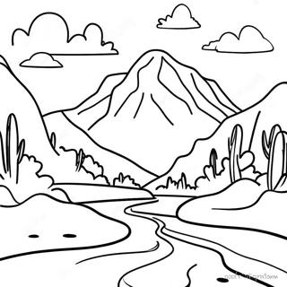 Halaman Mewarna Pemandangan Gunung Yang Tenang 85931 26779