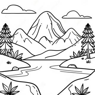 Halaman Mewarna Pemandangan Gunung Yang Tenang 85931 26780