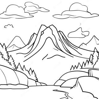 Halaman Mewarna Landskap Gunung Tenang 86801 27454