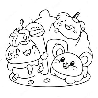 Halaman Mewarna Num Noms Gembira Bermain Bersama 87391-27916