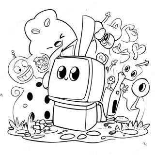 Halaman Mewarna Wubbox Dikelilingi Rakan Rakan 87520-28013