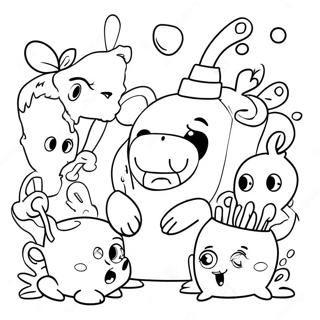 Halaman Mewarna Wubbox Dikelilingi Rakan Rakan 87520-28015