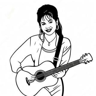 Halaman Mewarna Selena Quintanilla Dengan Gitar 87905-28317