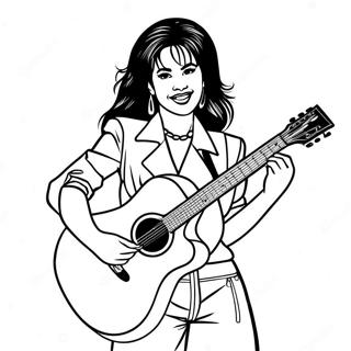 Halaman Mewarna Selena Quintanilla Dengan Gitar 87905-28498