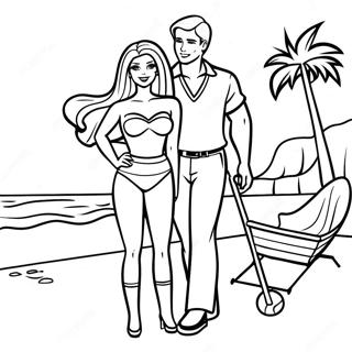 Laman Mewarna Barbie Dan Ken Di Pantai 87983-28380