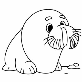 Halaman Mewarna Walrus Realistik Di Atas Ais 88111 28654