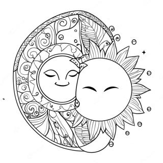 Gambar Mewarna Matahari Dan Bulan Bohemian Yang Rumit 88442-28901