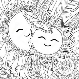 Gambar Mewarna Matahari Dan Bulan Bohemian Yang Rumit 88442-28902