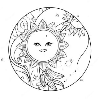 Gambar Mewarna Matahari Dan Bulan Bohemian Yang Elegan 88444 28909