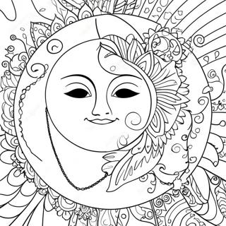 Gambar Mewarna Matahari Dan Bulan Bohemian Yang Elegan 88444 28910