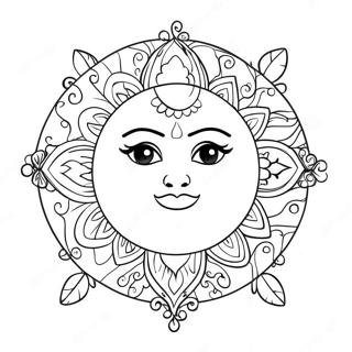 Gambar Mewarna Matahari Dan Bulan Bohemian Yang Elegan 88444 28911