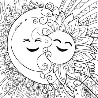 Gambar Mewarna Matahari Dan Bulan Bohemian Yang Elegan 88444 28912