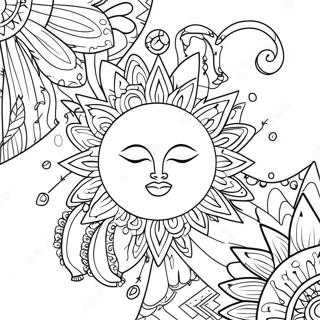 Gambar Mewarna Matahari Dan Bulan Bohemian Yang Terperinci 88445 28914