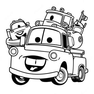 Halaman Mewarna Tow Mater Dengan Kawan Kawan 88779-29165