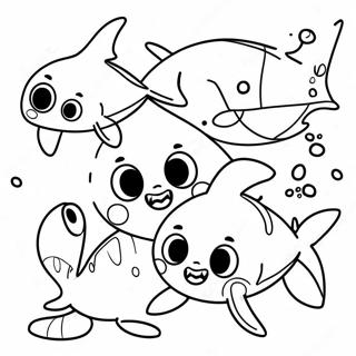 Keluarga Baby Shark Comel Gambar Mewarna 8927-457