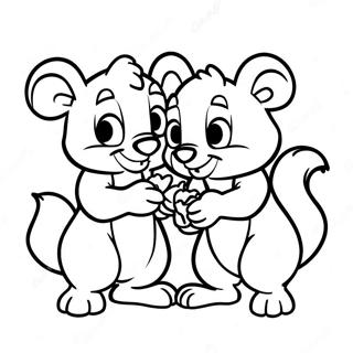 Halaman Mewarna Chip Dan Dale Makan Kacang 89526-29749